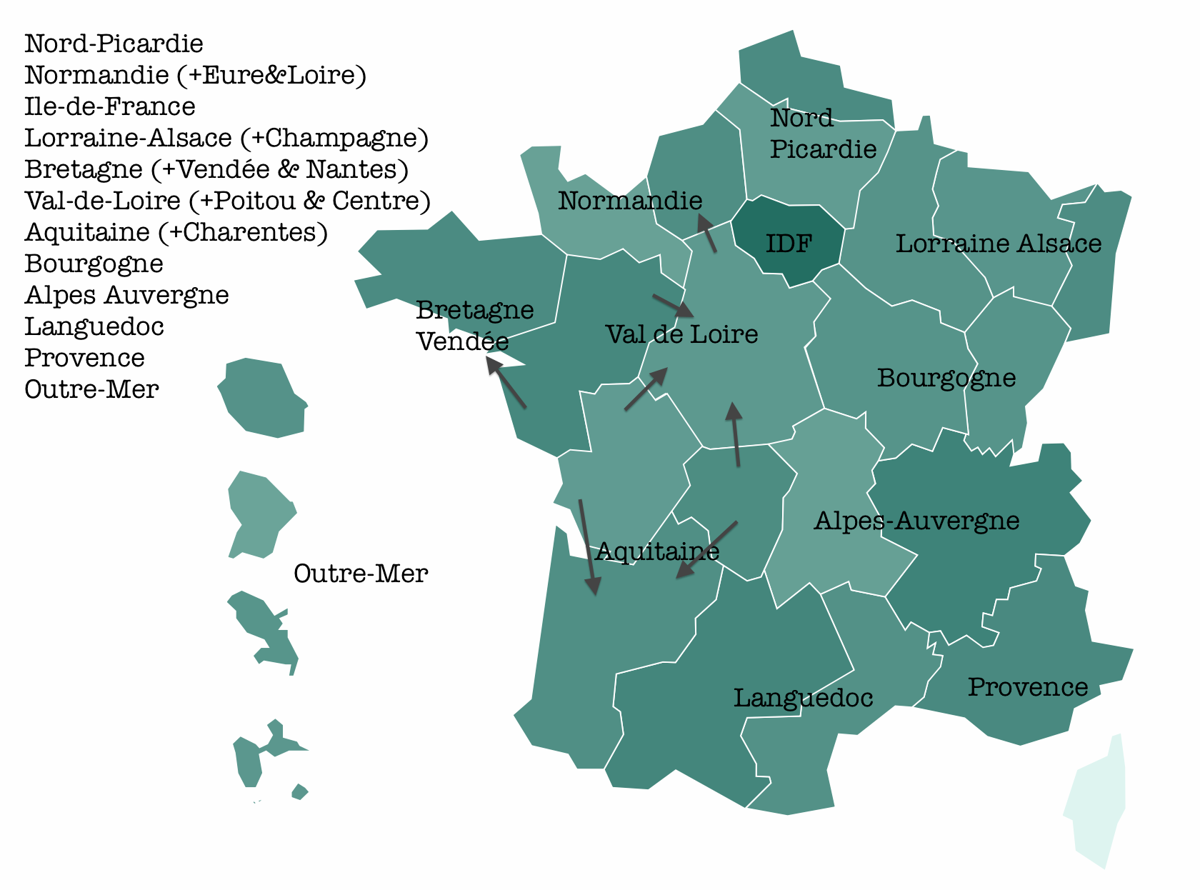 12 régions pour la réforme territoriale française